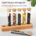 Vertical Multi-functional Sealed Tank Bar Decoration Coffee Bean Display Rack Wooden Frame Bamboo Tray Storage Glass Storage Box - 03