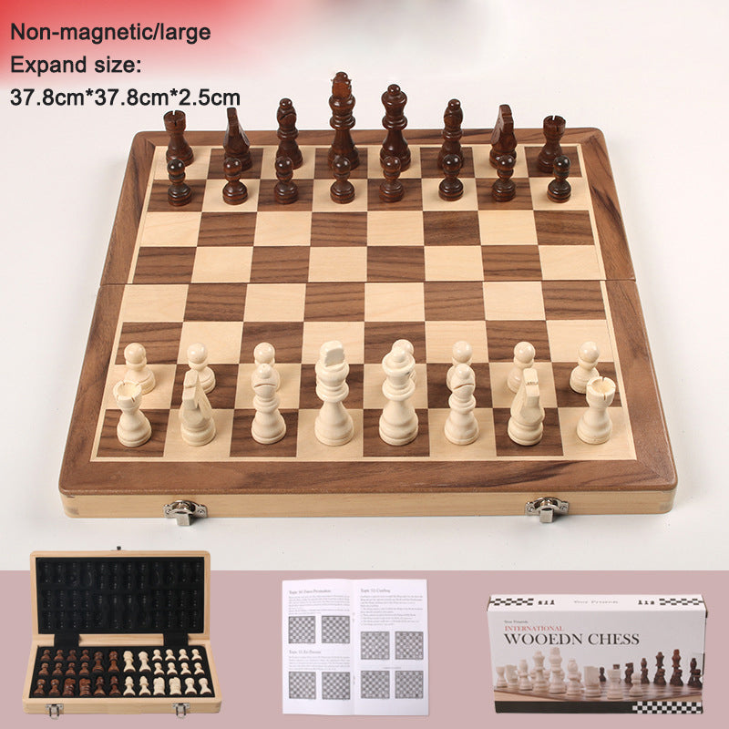 Magnetic Chess Folding Solid Wood Double Queen Set Chessboard Adult Board Game Children's Puzzle Toy