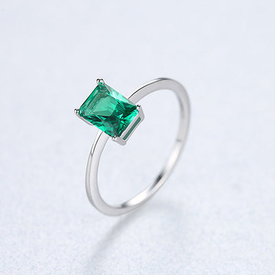 Imperial Green Ring S925 Silver Diamond Ring