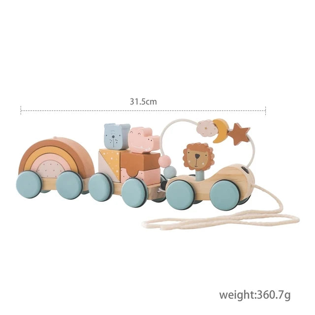Wooden Train Birthday Toy Montessori Toys Baby Educational Toys Wooden Trolley Baby Learning Toys Number Of Wood Baby's Toys - set1