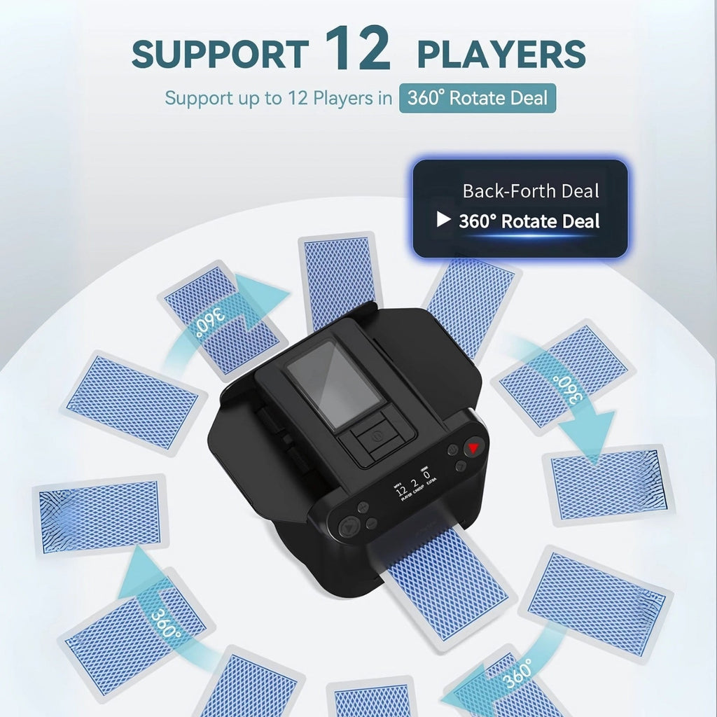 Mezclador y Repartidor Automático de Cartas 2 en 1 con 4 Controles Remotos de Extracción de Cartas