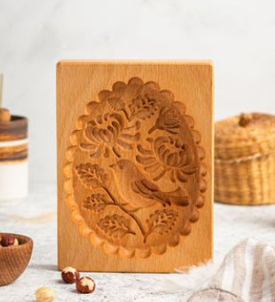 Cookie Mold Cutter Premium Beech Wood Cookie Shortbread Rectangular Wooden Animal Cookie Mold - New Snowman 10*8*2