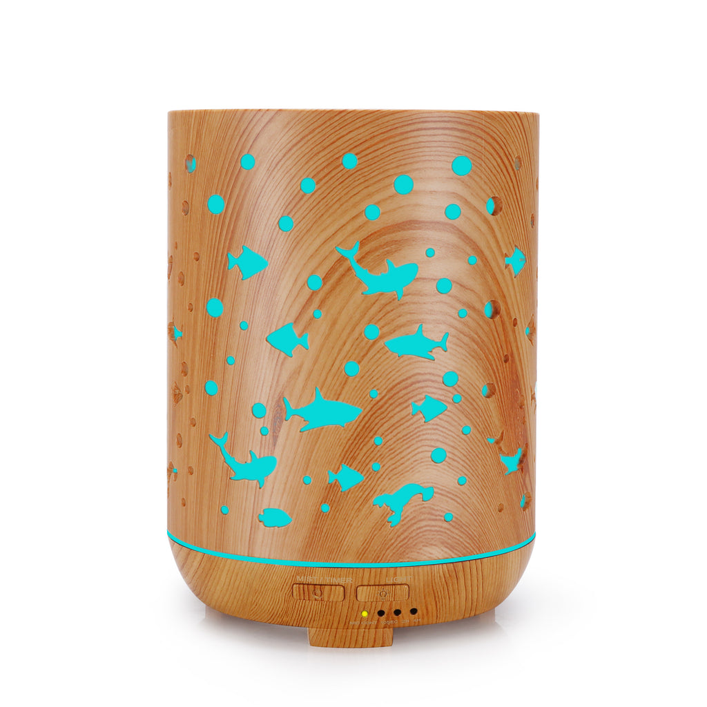 Humidifier Creative Mini Hollow Household Essential Oil Diffuser Wood Grain Underwater World Small Shark