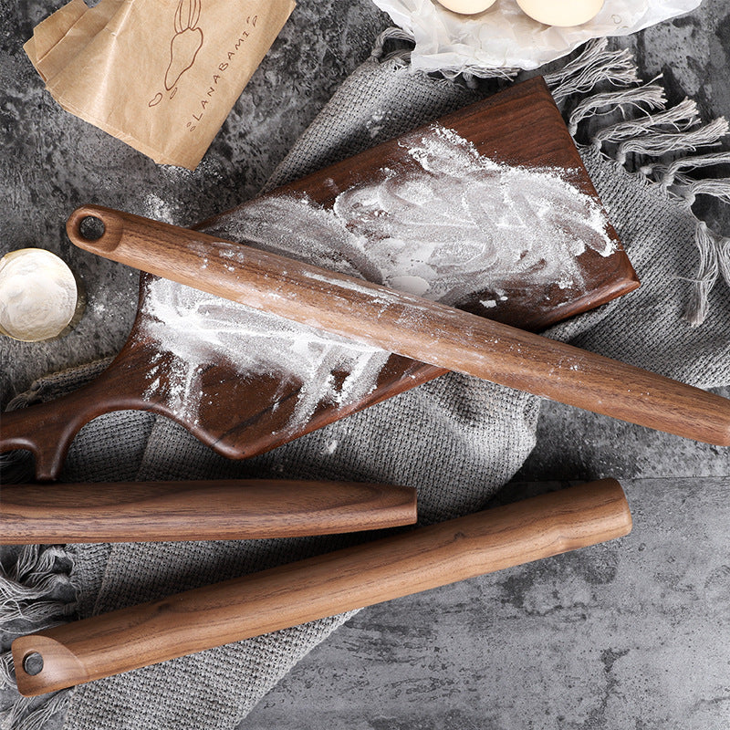 North American Black Walnut Rolling Pin With Hole Solid Wood Baking Dumpling Sticks Kitchen Baking Tools Extended