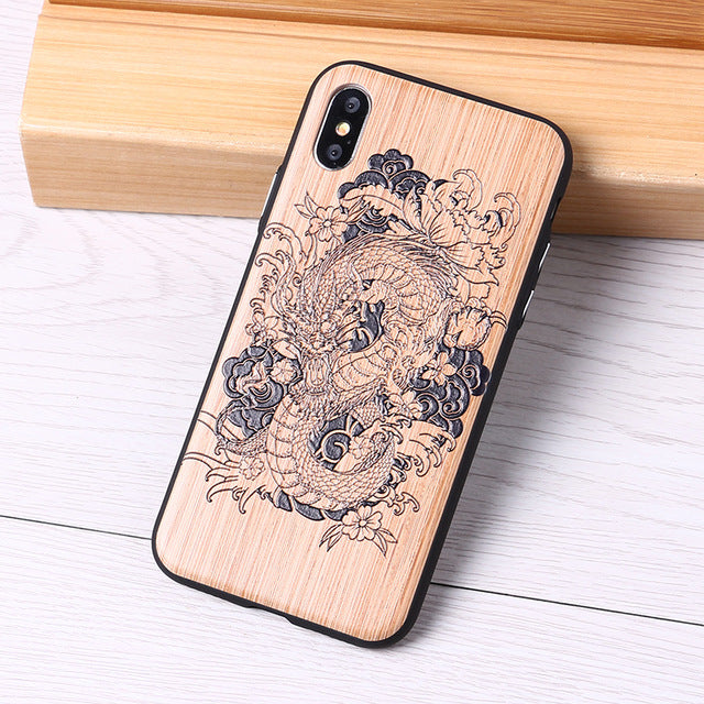 3D Relief Elephone Mermaid Tattoo imitative Wood Phone For iPhone 6 6S 6Plus 7 7Plus 8 8Plus X XS Max Case Cover Capas Fundas