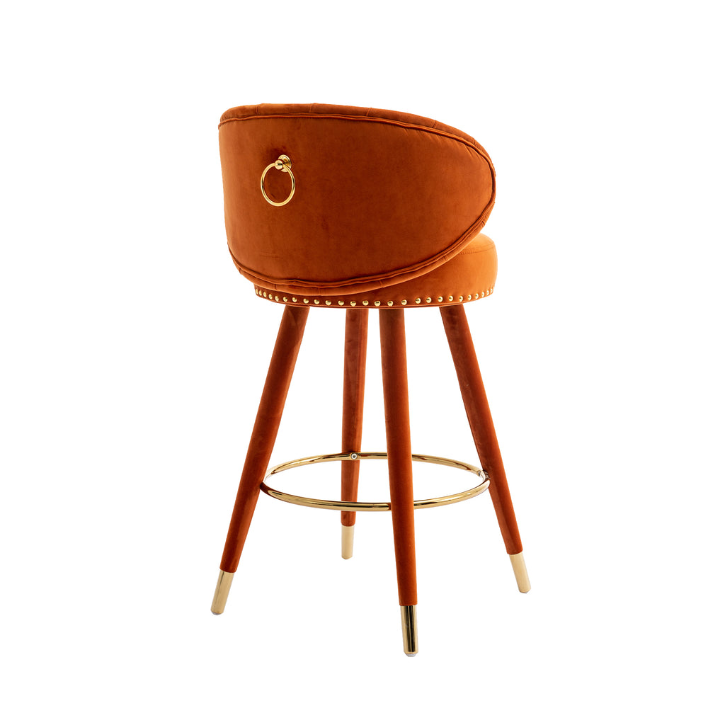 COOLMORE Counter Height Bar Stools Set of 2 for Kitchen Counter Solid Wood Legs with a fixed height of 360 degrees