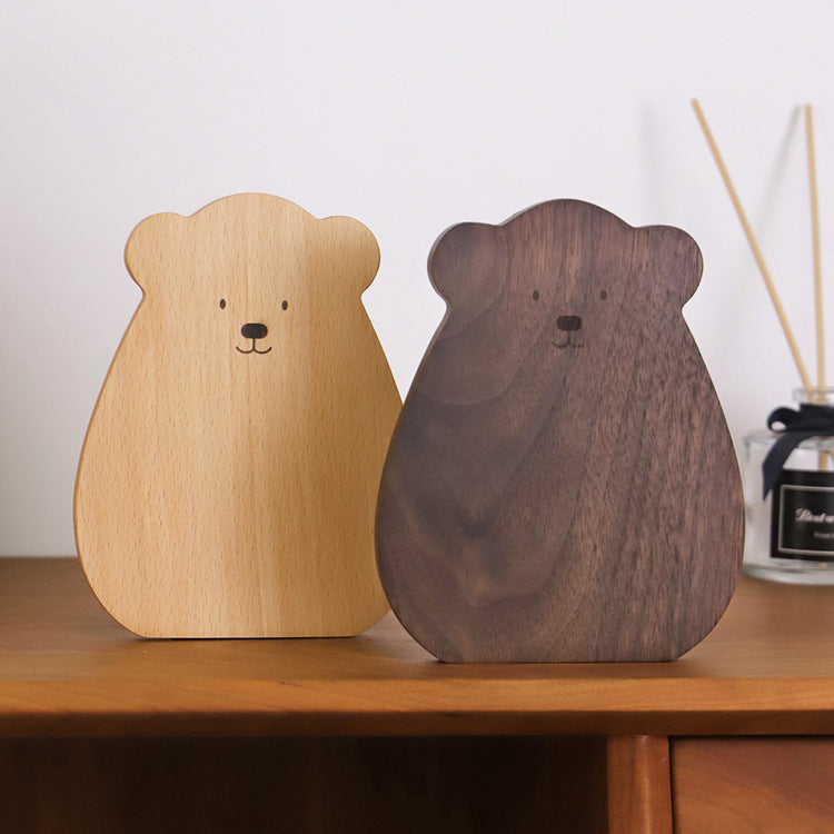 Simple Wooden Book Stand Creative Black Walnut Bookshelf Cartoon Bookend Student Solid Wood Cute Book Support