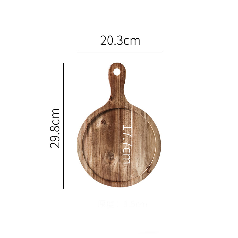 Steak plate Wood Western plate Pizza tray - Round Large