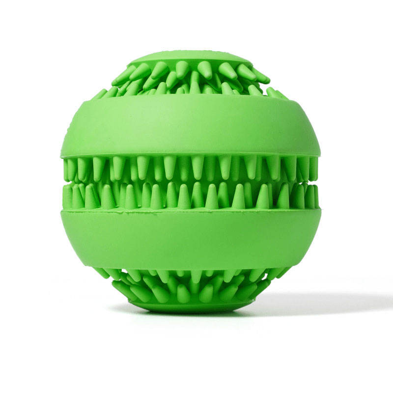 Pet Ball Natural Rubber Teeth Cleaning Small Medium Puzzle IQ Leakage Food Dog Toy Ball - L Random