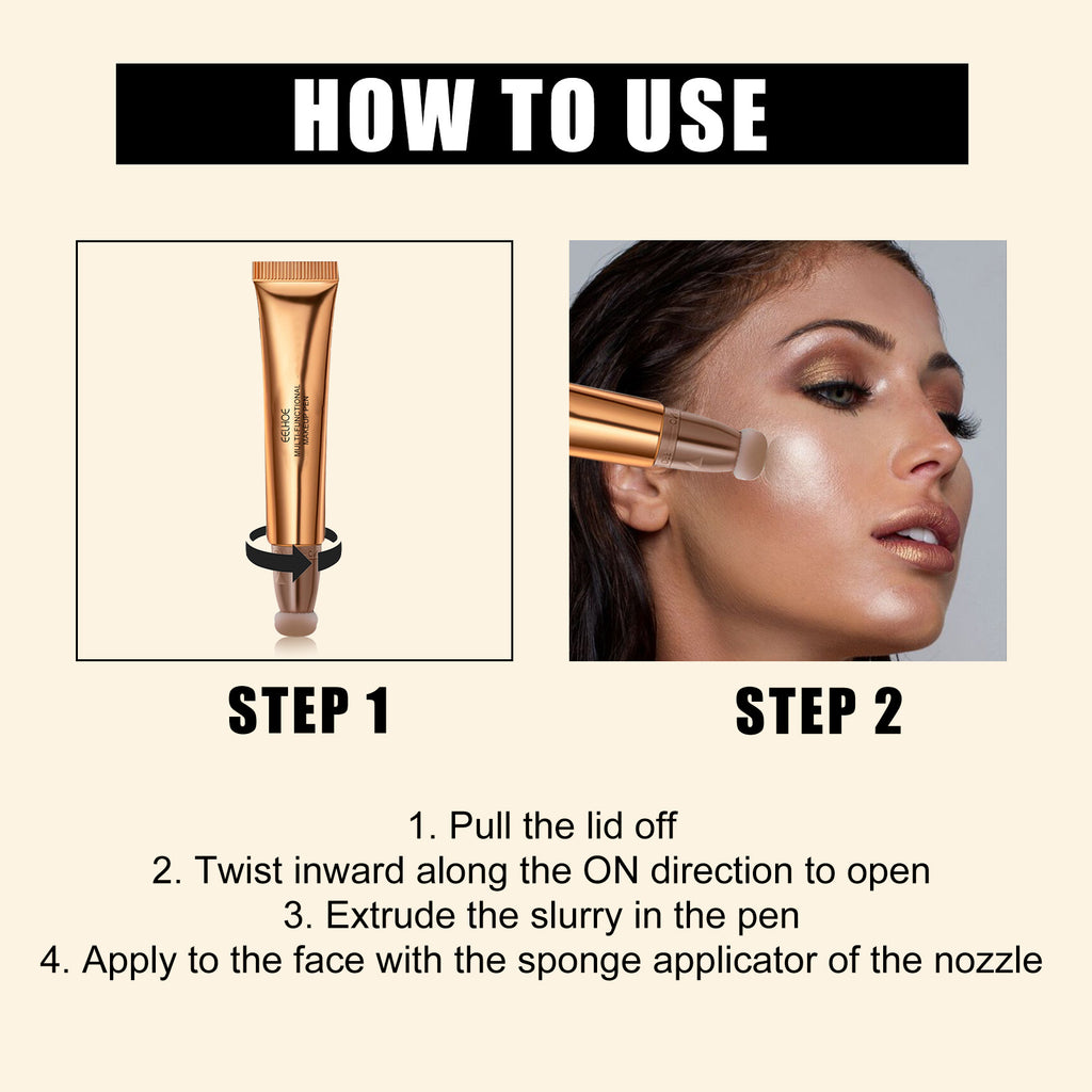 EELHOE Multifunctional Makeup Pen, Face Light Highlight Natural Three-Dimensional Liquid Contour Beauty Stick