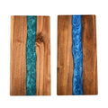 Acacia Wood Resin Splicing Large Charcuterie Board Epoxy Resin Ocean Wave Pattern Cutting Board for Kitchen - Green