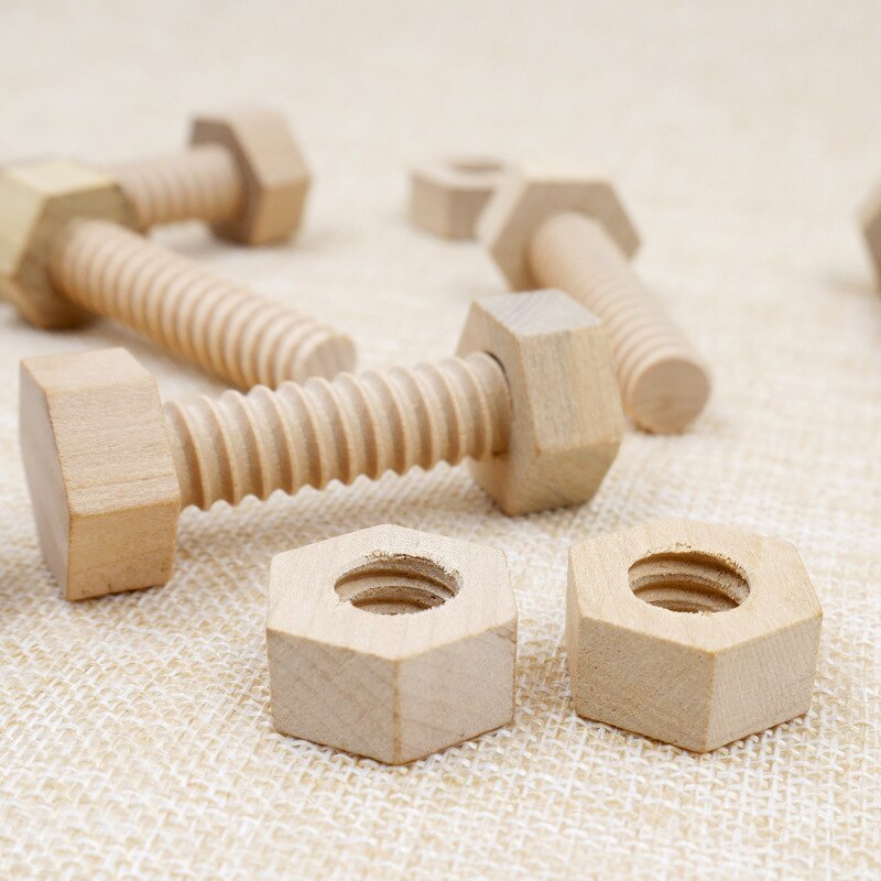 Early Education Educational Screw Nut Assembling Wooden Toy Solid Wood Screw Nut Hands-On Teaching Aid Educational Toy For Child