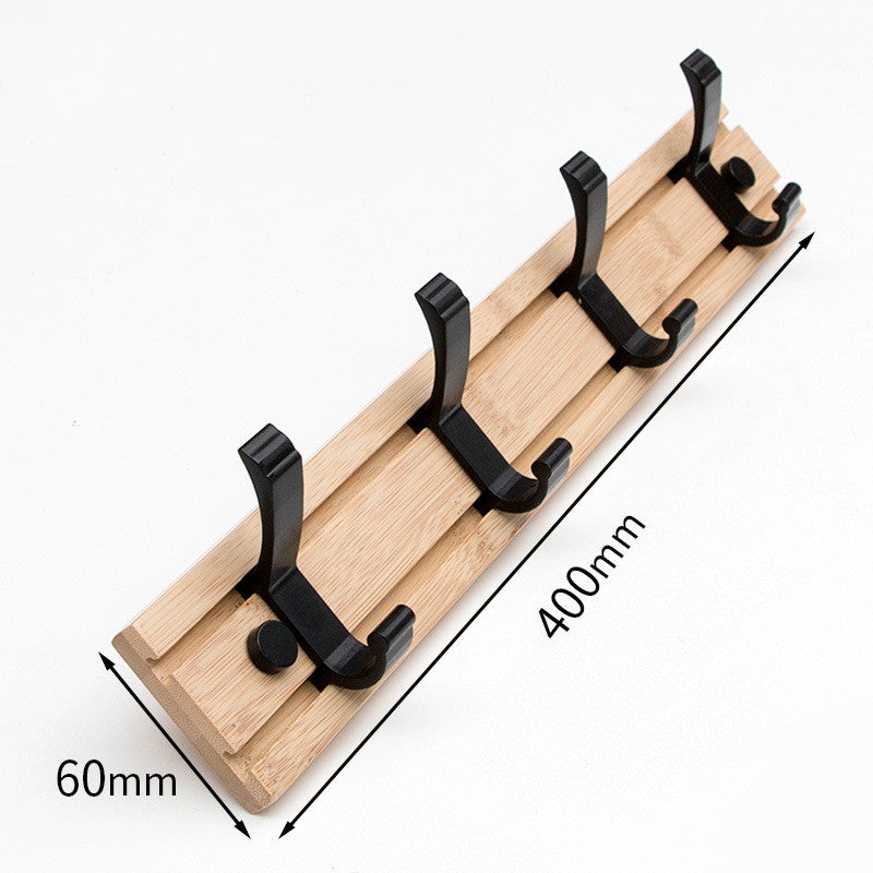 Punch Free Clothes Hook On Solid Wood Wall Can Move a Row Of Horizontally Hanging Bags Wall Thickening Bamboo Wood Metal Clothes Hook