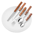 Pear Wood Handle Stainless Steel Western Tableware Chopsticks 304 Steak Knife, Fork And Spoon Five-Piece Set