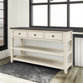 Retro Design Console Table with Two Open Shelves, Pine Solid Wood Frame and Legs for Living Room (Espresso+Beige) - Beige+Solid Wood