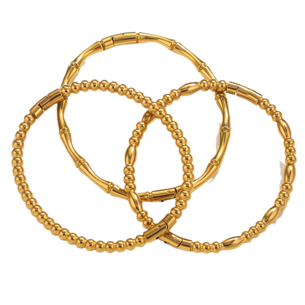 Fashion bamboo titanium steel bracelet female summer niche cold style ins stainless steel retro bamboo jewelry