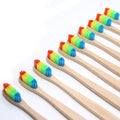 Colorful Head Bamboo Toothbrush Wholesale Environment Wooden Rainbow Bamboo Toothbrush Oral Care Soft Bristle - 10 pcs