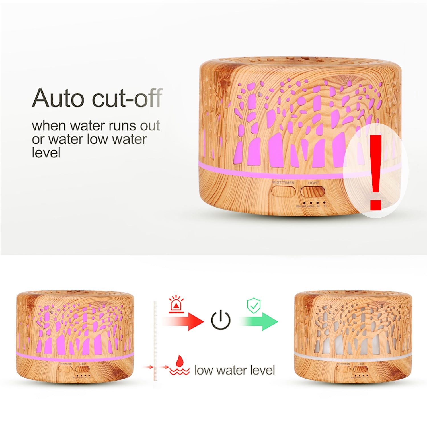 New Carved Aromatherapy Machine Hollow Aromatherapy Humidifier 500ml Wood Grain Ultrasonic Atomization