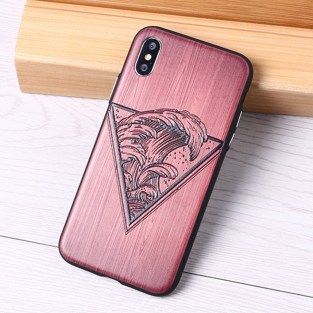 3D Relief Elephone Mermaid Tattoo imitative Wood Phone For iPhone 6 6S 6Plus 7 7Plus 8 8Plus X XS Max Case Cover Capas Fundas