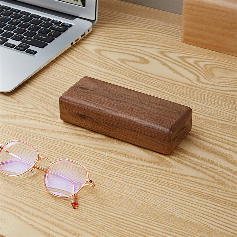 Black Walnut Solid Wood Glasses Storage Box - As picture