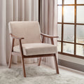 Solid wood frame living room chair, accent chair with thick backrest, casual chair Indoo - Light Camel + Fabric + Foam