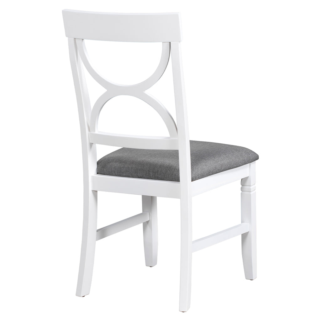 TOPMAX 6-Piece Wood Dining Table Set Kitchen Table Set with Upholstered Bench and 4 Dining Chairs, Farmhouse Style Gray+White