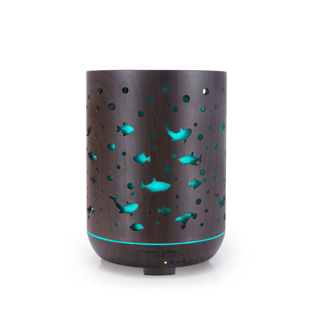 Humidifier Creative Mini Hollow Household Essential Oil Diffuser Wood Grain Underwater World Small Shark