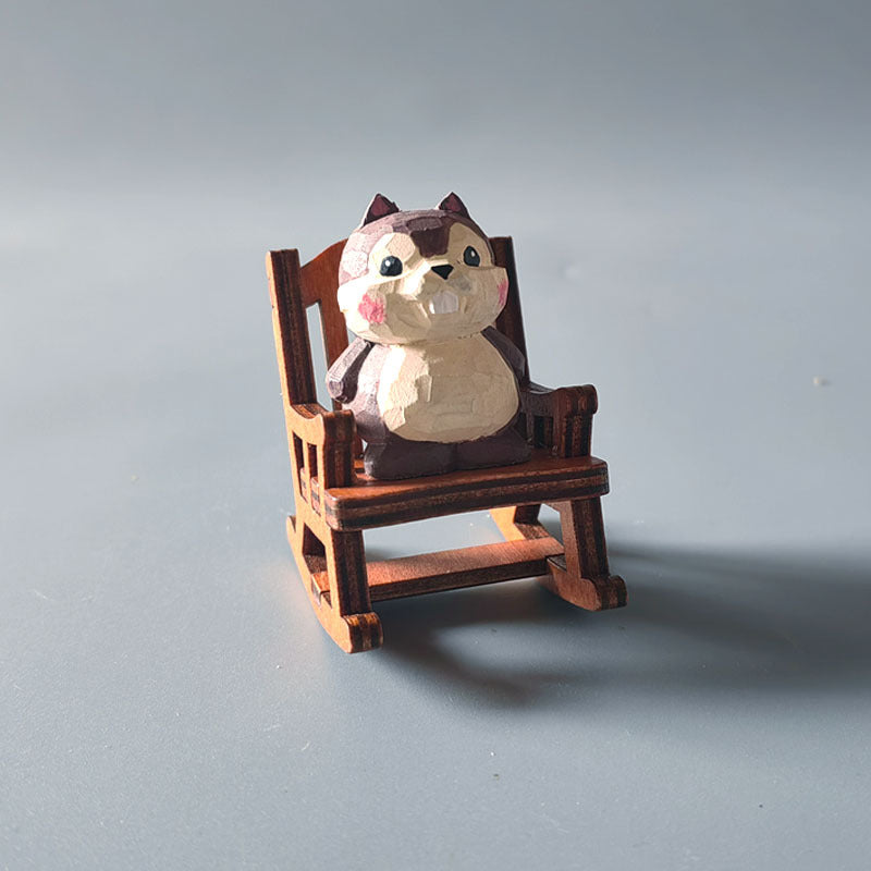 Wooden carving ornaments solid wood handmade carving Shiba Inu kitten decoration