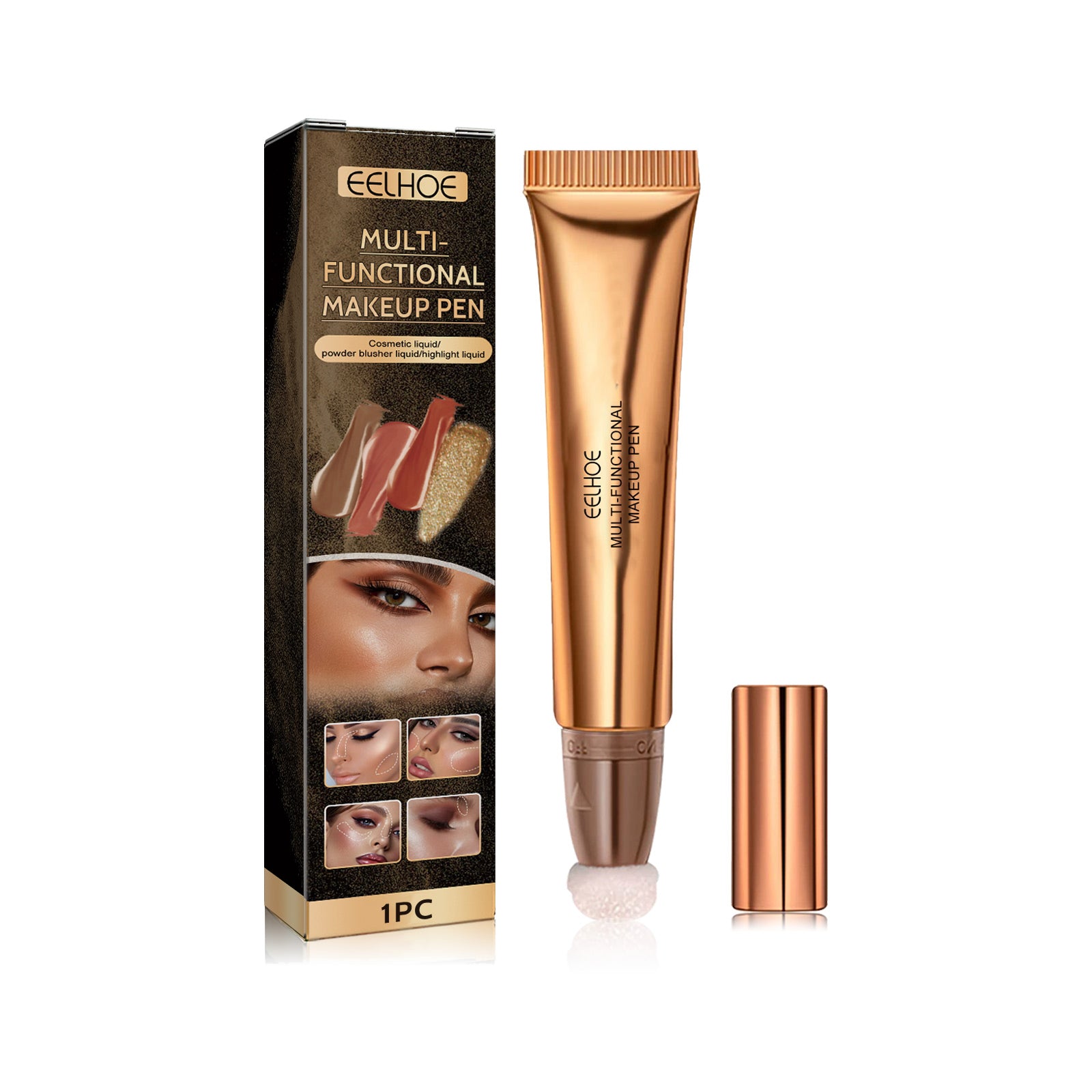 EELHOE Multifunctional Makeup Pen, Face Light Highlight Natural Three-Dimensional Liquid Contour Beauty Stick