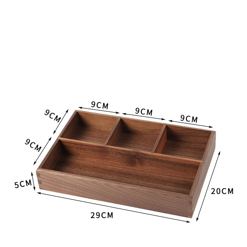 Solid Wood Box Walnut Sundries Car Key Storage Tray Desktop Ornament Tray Home Decoration