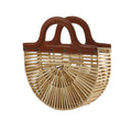 Handheld women's bag, bamboo woven grass woven bag, hollow woven bag, bamboo beach bag, bamboo bag - picture color