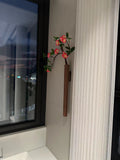 Creative Nordic light luxury solid wood foyer with wooden vase, wall decoration for living room, hanging Japanese walnut flower ware on the wall