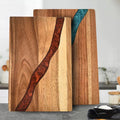Heavy Duty Serving Tray Chopping Board With Ocean Wave Epoxy Resin Wood Cutting Board - Green