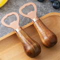 Stainless Steel Beer Bottle Opener with Wood Handle, Kitchen Tools, Anniversary Wedding Gift Rose Gold - Rose Gold