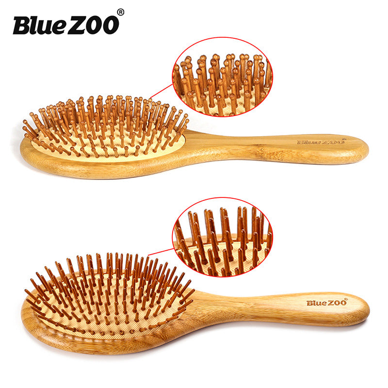 Pointed BlueZOO Massage Air Cushion Airbag Comb Bamboo Bristle Needle Comb Hairdressing Wood Comb - Round Massage Comb