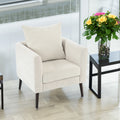 Bucket chair, Schneier accent chair, fabric armchair club chair, solid wood leg cushion armchair, lumbar pillow, beige - Beige + Chenille + Foam