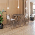 TOPMAX 3-Piece Wood Counter Height Drop Leaf Dining Table Set with 2 Upholstered Dining Chairs for Small Place, Brown - SP000259AAD