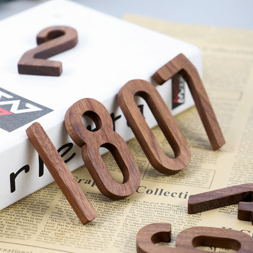 Black Walnut Numbers Nordic Style Log Numbers And Letters Solid Wood House Number Ins Wall Decoration - 9