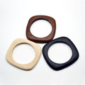 Thick Square Round Wood Bangles Fashion Women Vintage Designer Bracelet Jewelry Gift - brown