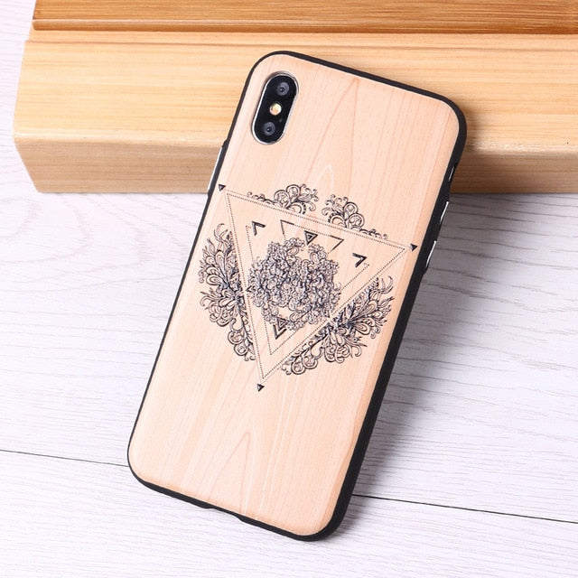 3D Relief Elephone Mermaid Tattoo imitative Wood Phone For iPhone 6 6S 6Plus 7 7Plus 8 8Plus X XS Max Case Cover Capas Fundas