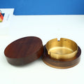 Creative solid wood ashtray with cover Living room Office New Chinese walnut windproof wood ashtray can be carved
