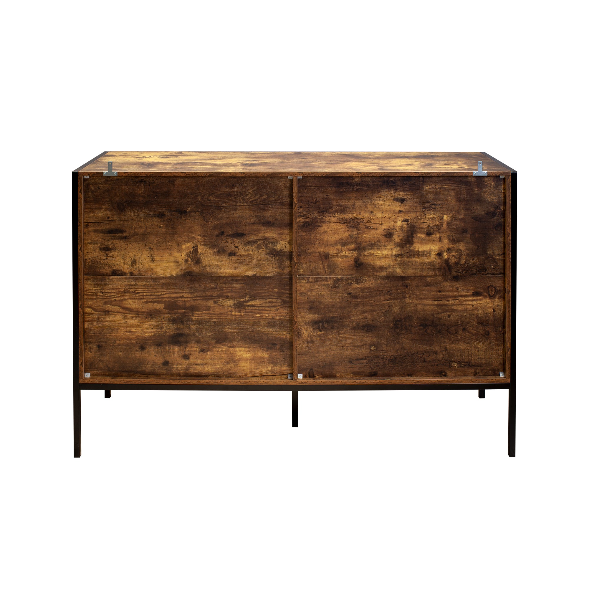 Industrial Style 6 Drawer Double Dresser Rustic Brown Wood Storage Dresser Clothes Organizer with Sturdy Steel Frame - Rustic Brown + MDF