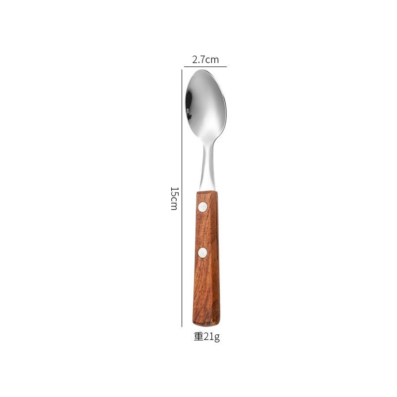 304 Pear Wood Knife And Fork Spoon Stainless Steel Cutlery Solid Wood Handle Steak Knife And Fork Spoon Dessert Spoon Chopsticks