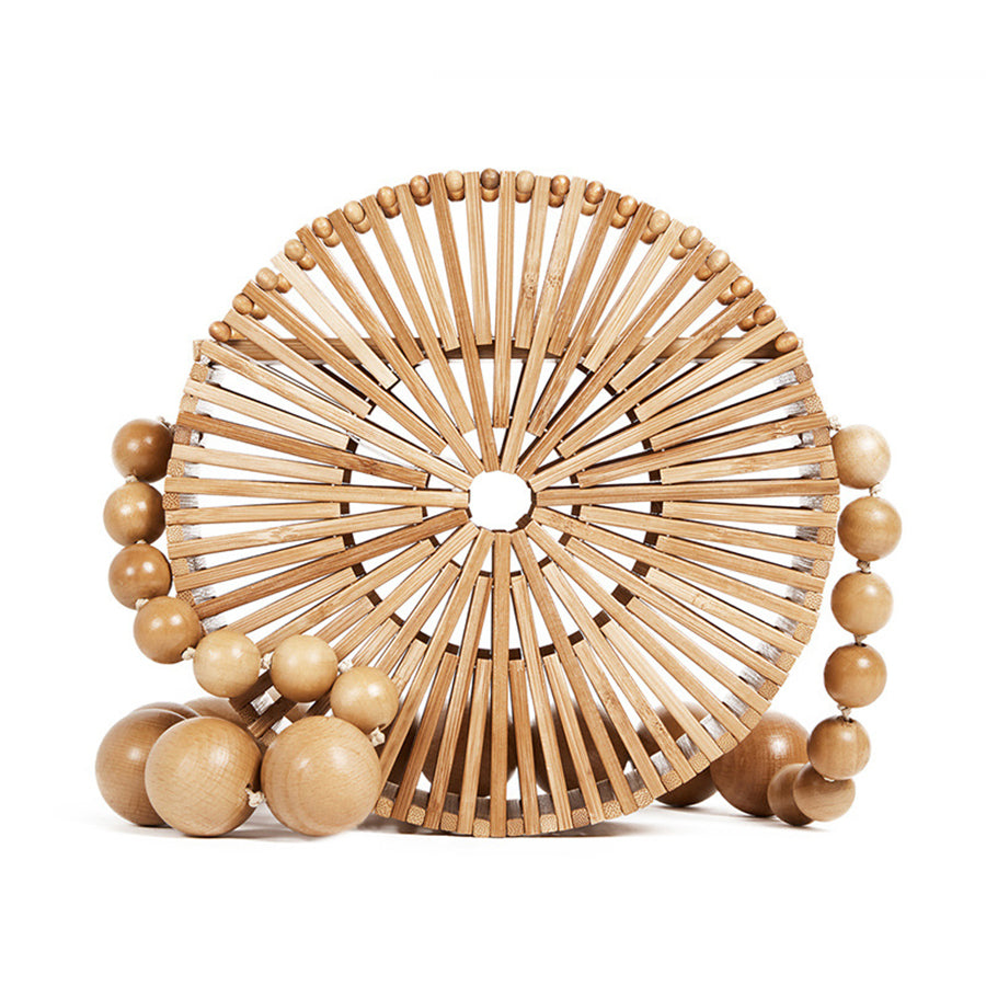 Round Summer Handmade Bamboo Bags Bohemian Straw Bag Hollow Rattan Woven Beach Bag Women Handbag Vintage Bali Lady Tote