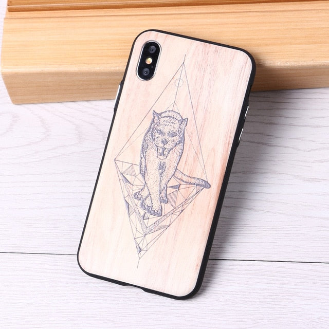 3D Relief Elephone Mermaid Tattoo imitative Wood Phone For iPhone 6 6S 6Plus 7 7Plus 8 8Plus X XS Max Case Cover Capas Fundas