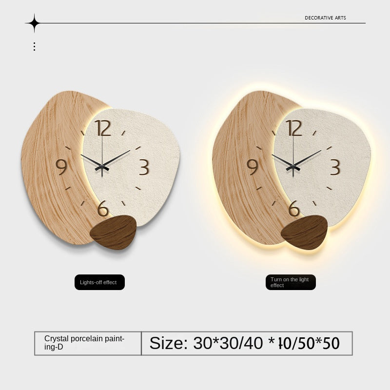Cream Color Creative Living Room Wall Clock, Fashionable and Elegant Home Decor, No Drilling Required, Hanging Wall Clock