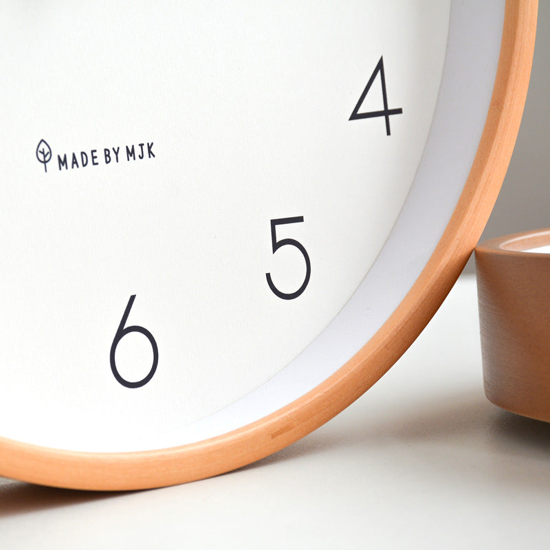 Nordic Wall Clock Household Living Room Log Modern Simple Wall Clock Silent Fashion Bedroom Japanese Solid Wood Clock