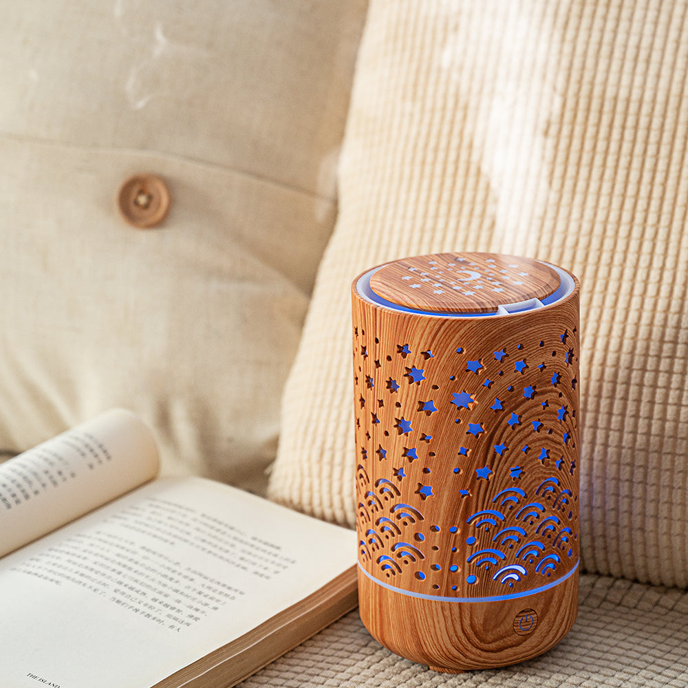 New Wood Grain Starry Sky Aroma Diffuser Humidification Car Home Spray Humidifier Ultrasonic Essential Oil Automatic Diffuser