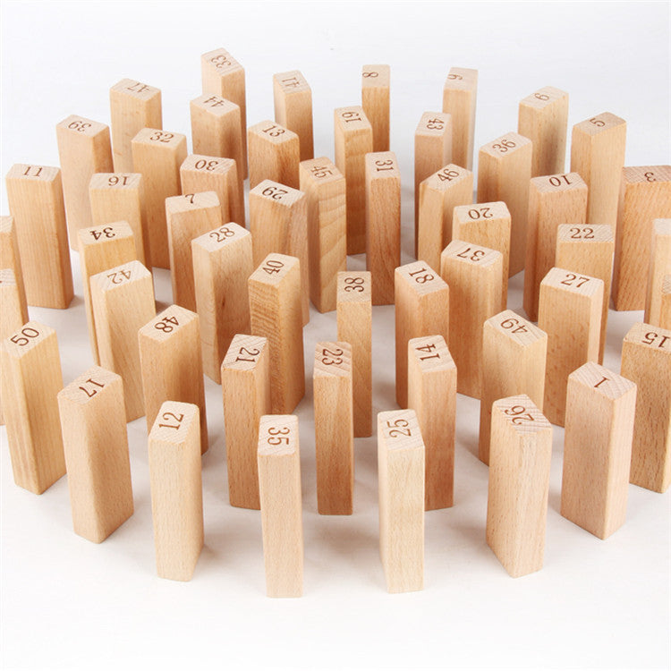 51 Beech Wood Numbers Large Stacked High Wooden Children's Layered Building Blocks Early Education Parent-Child Activity Educational Toys
