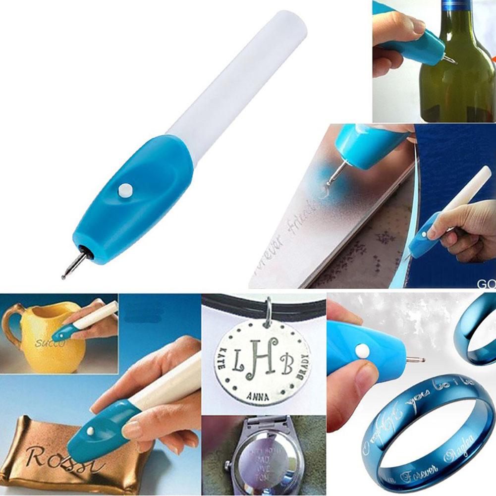 Mini Electric Jewellery Metal Plastic Wood Glass Engraving Pen Carving Machine Graver Tool Educational Equipment - Blue